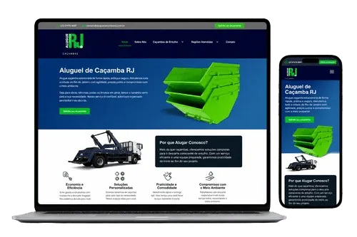 Site da Alugue RJ Caçambas em desktop e mobile