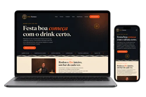 Site do Peter Barman em desktop e mobile